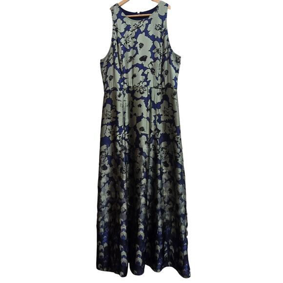 Banana Republic Dark Cottage Whimsigoth Empire Waist Satin Floral Maxi Dress 14 - Picture 1 of 11